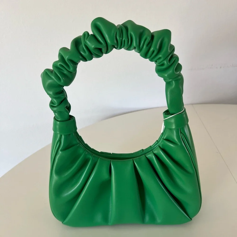 JW PEI Gabbi Ruched Hobo Handbag Grass Green Structured‎  Vegan Leather NWT